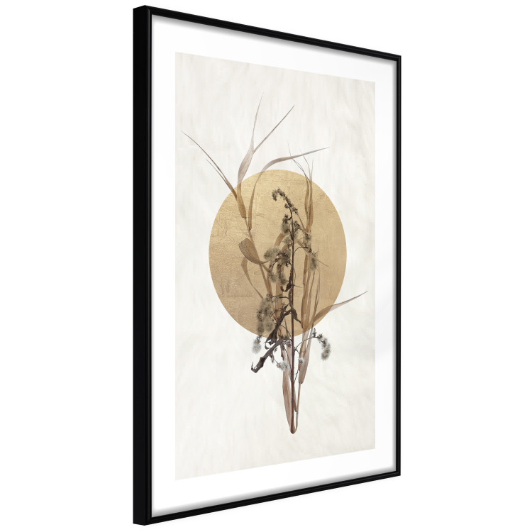 Wall Poster Field Bouquet - beige Japanese-style composition with a circle and plant 117570 additionalImage 13