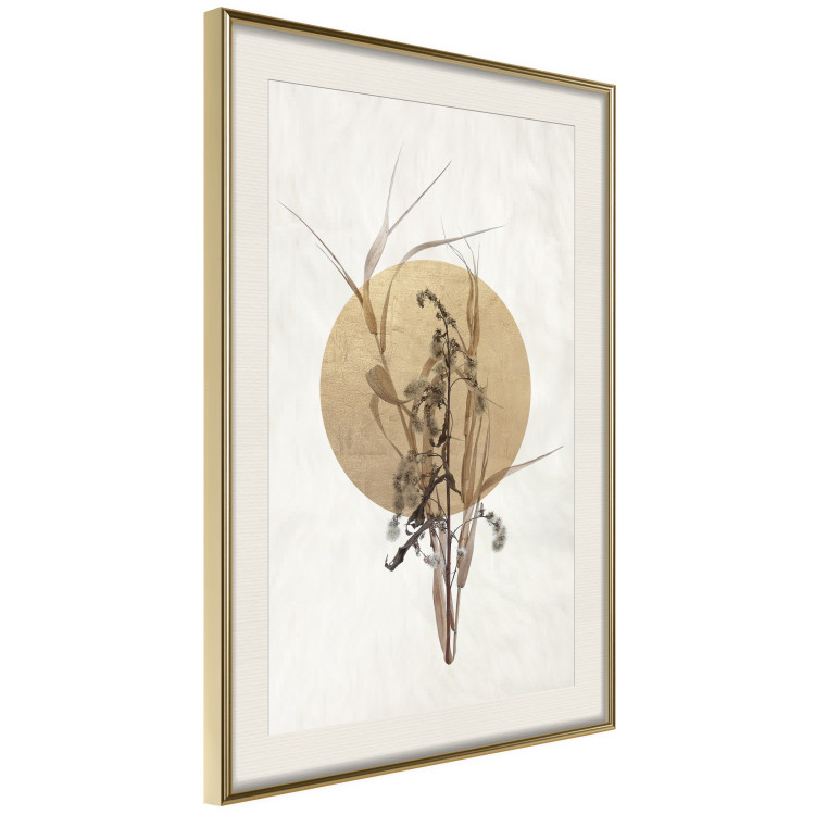 Wall Poster Field Bouquet - beige Japanese-style composition with a circle and plant 117570 additionalImage 2