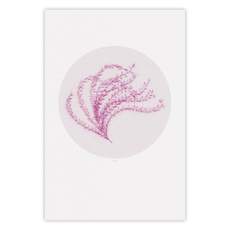 Poster Finesse of Nature - composition with pink plant and a circle on a light background 117770