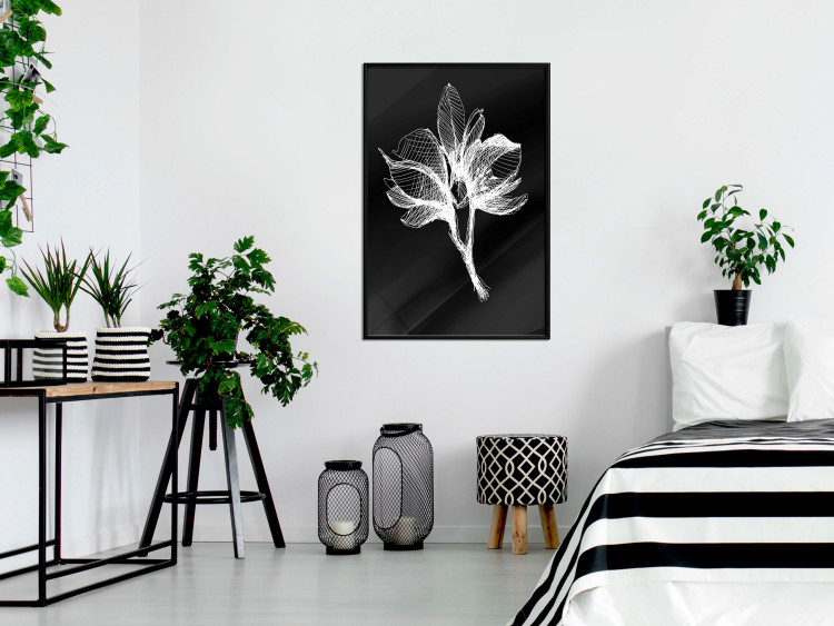 Wall Poster Night Flower - black and white composition with a delicate plant motif 119270 additionalImage 12