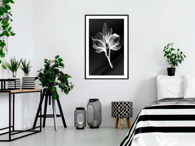 Wall Poster Night Flower - black and white composition with a delicate plant motif 119270 additionalImage 11