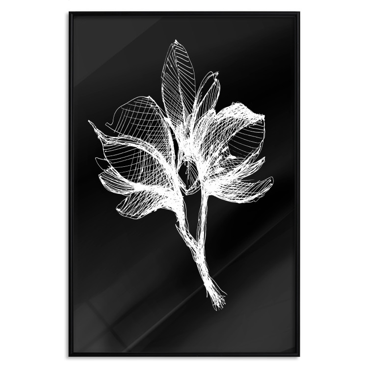 Wall Poster Night Flower - black and white composition with a delicate plant motif 119270 additionalImage 16