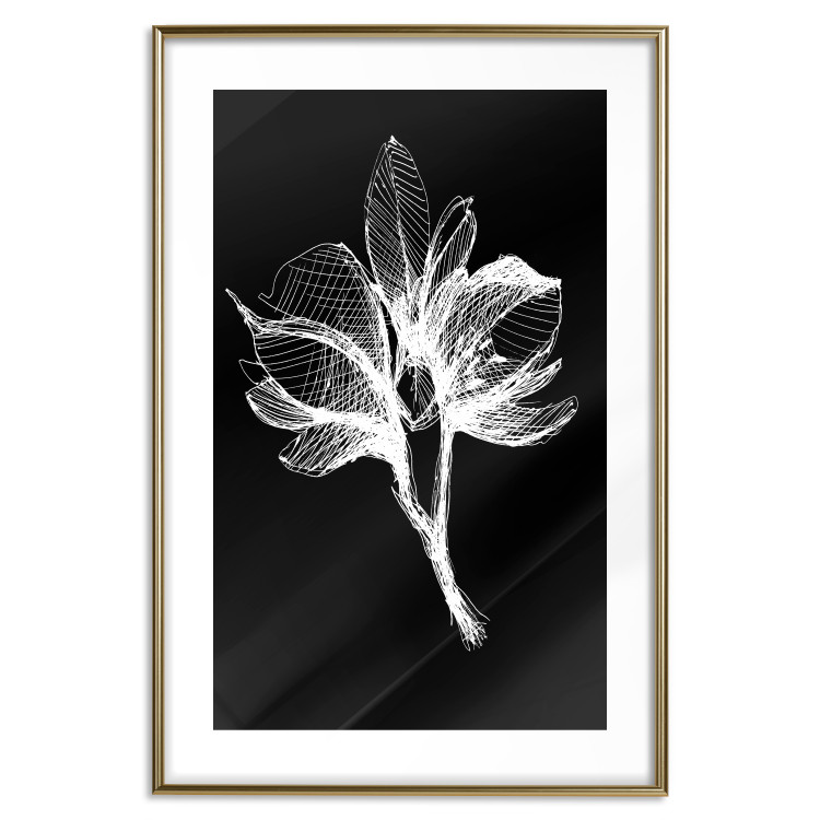 Wall Poster Night Flower - black and white composition with a delicate plant motif 119270 additionalImage 13