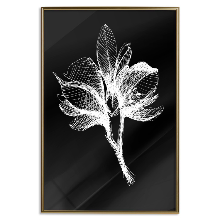 Wall Poster Night Flower - black and white composition with a delicate plant motif 119270 additionalImage 15