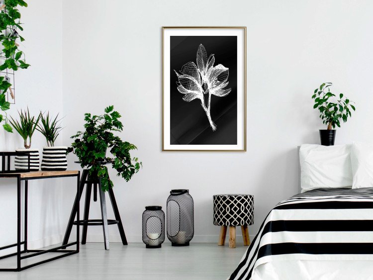 Wall Poster Night Flower - black and white composition with a delicate plant motif 119270 additionalImage 17