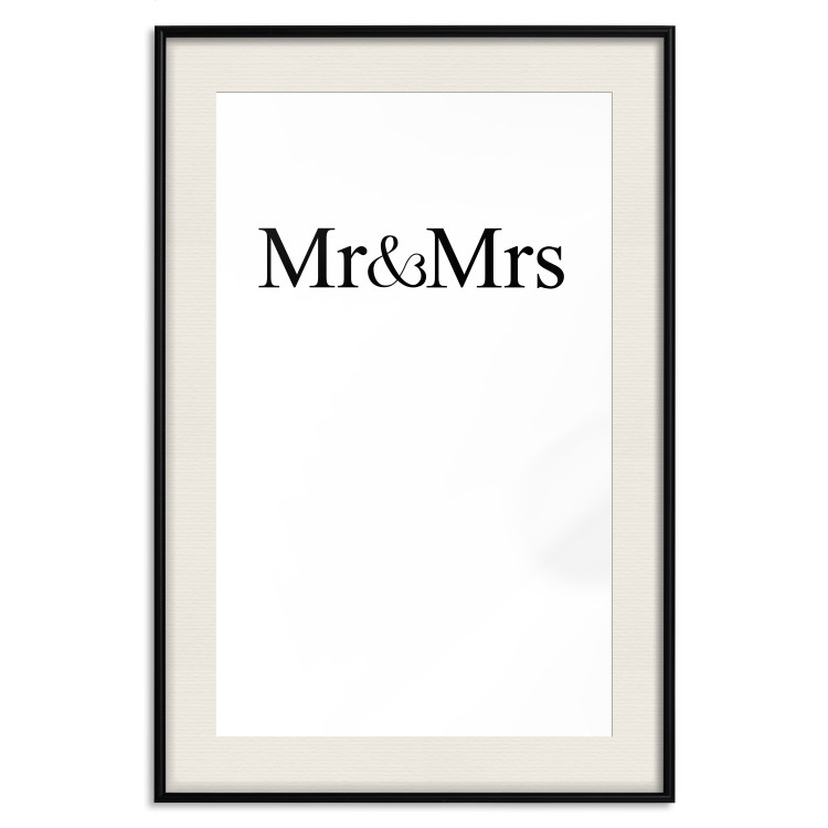 Wall Poster Mr. and Mrs. - black and white simple composition with English text 120470 additionalImage 18