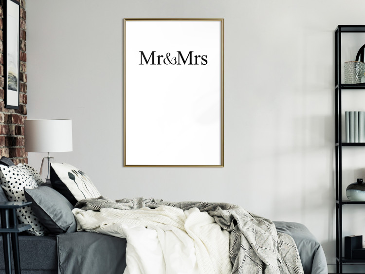 Wall Poster Mr. and Mrs. - black and white simple composition with English text 120470 additionalImage 7