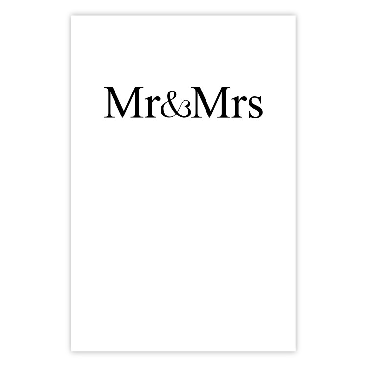 Wall Poster Mr. and Mrs. - black and white simple composition with English text 120470