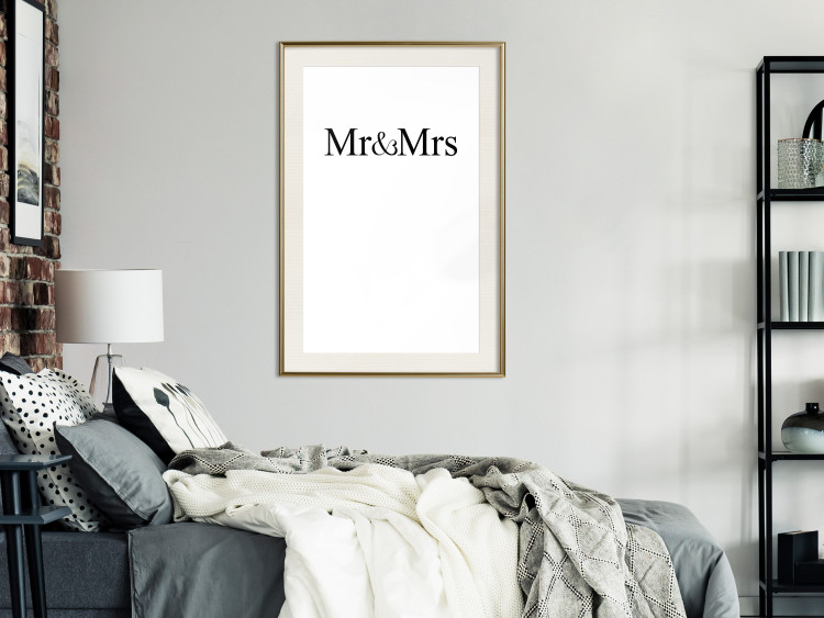 Wall Poster Mr. and Mrs. - black and white simple composition with English text 120470 additionalImage 21