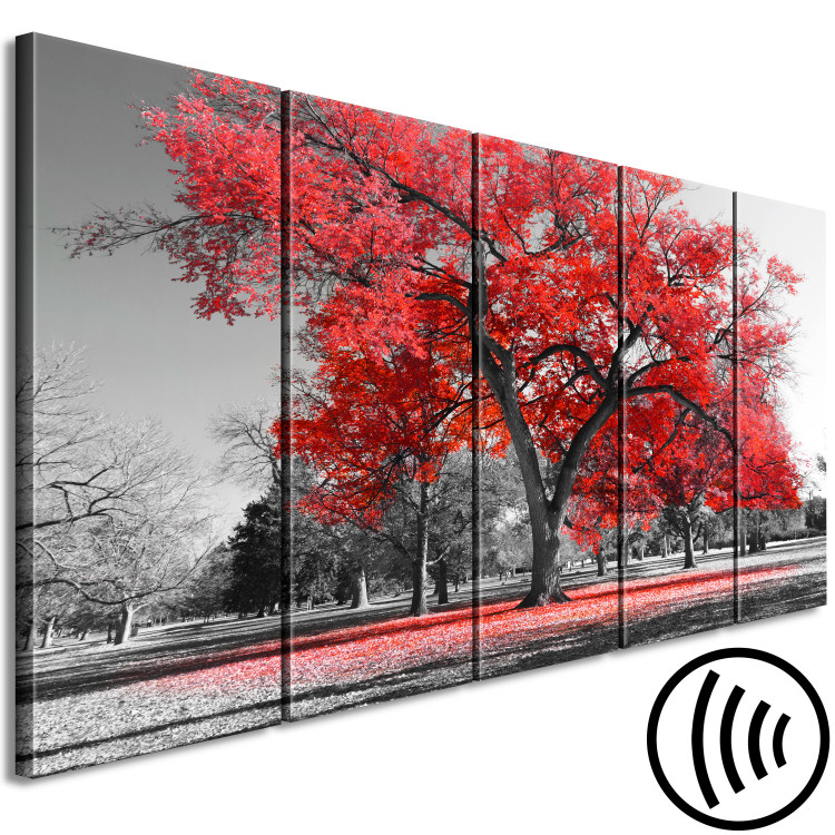 Canvas Autumn in the Park (5 Parts) Narrow Red 122770 additionalImage 6