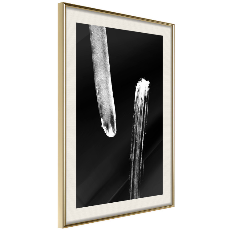 Wall Poster Evening Stroll - white elongated abstract stripes on black background 123670 additionalImage 2