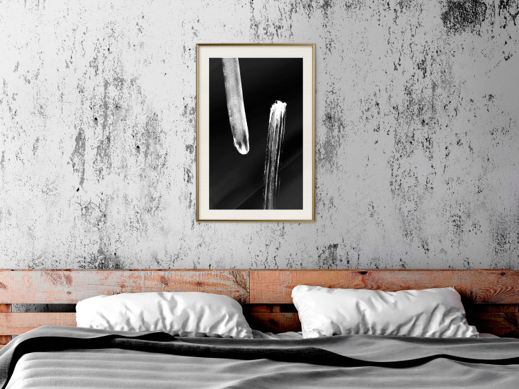 Wall Poster Evening Stroll - white elongated abstract stripes on black background 123670 additionalImage 21