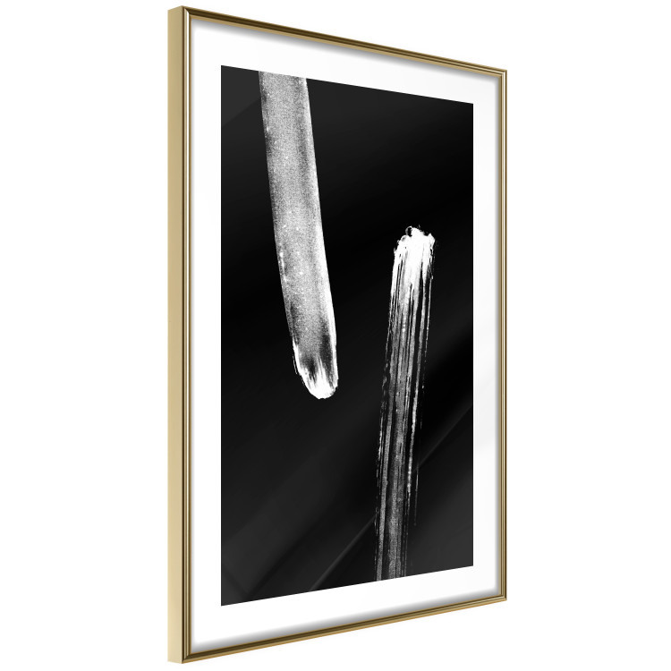 Wall Poster Evening Stroll - white elongated abstract stripes on black background 123670 additionalImage 8