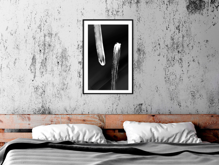 Wall Poster Evening Stroll - white elongated abstract stripes on black background 123670 additionalImage 4