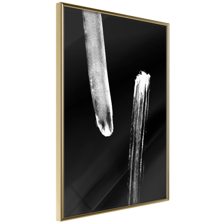 Wall Poster Evening Stroll - white elongated abstract stripes on black background 123670 additionalImage 14