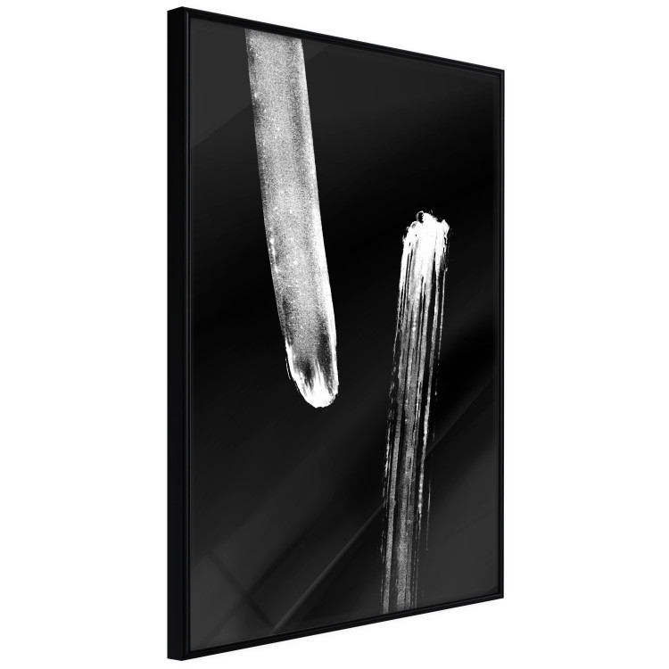 Wall Poster Evening Stroll - white elongated abstract stripes on black background 123670 additionalImage 10
