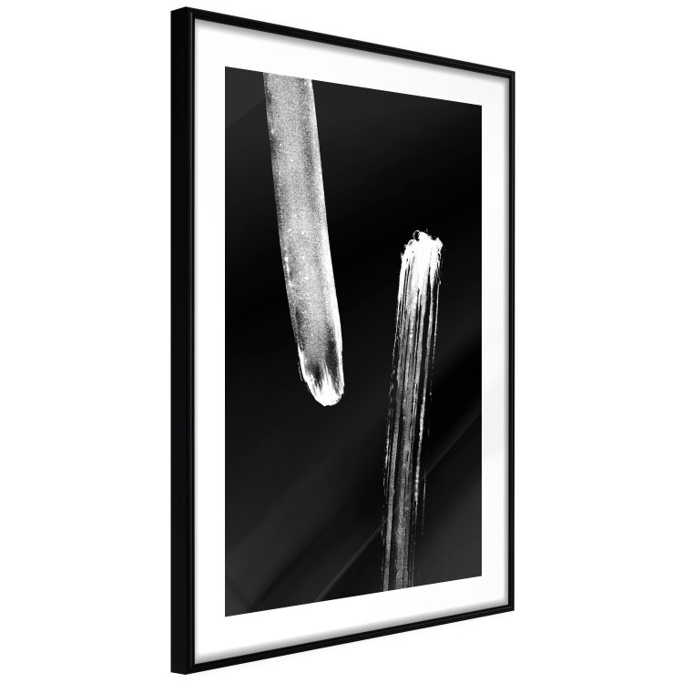 Wall Poster Evening Stroll - white elongated abstract stripes on black background 123670 additionalImage 11