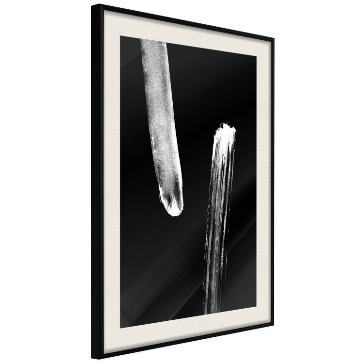 Wall Poster Evening Stroll - white elongated abstract stripes on black background 123670 additionalImage 3