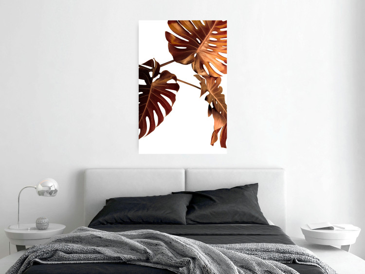 Poster Golden Garden - tropical leaves in copper hue on white background 123770 additionalImage 17