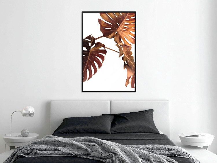 Poster Golden Garden - tropical leaves in copper hue on white background 123770 additionalImage 3