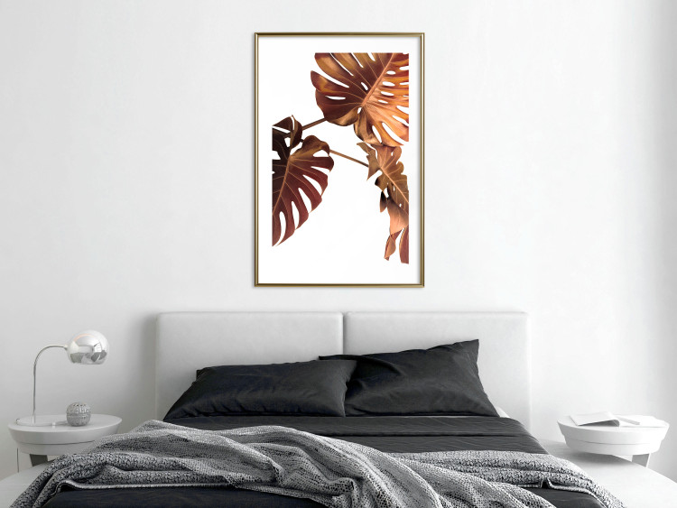 Poster Golden Garden - tropical leaves in copper hue on white background 123770 additionalImage 13