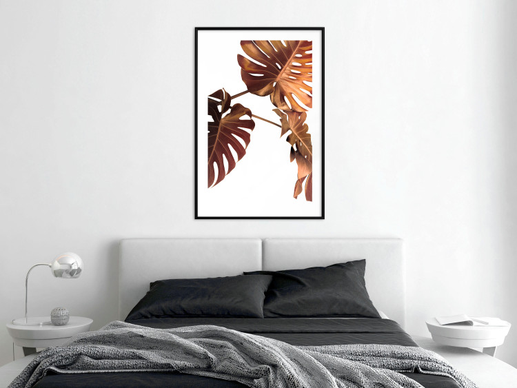 Poster Golden Garden - tropical leaves in copper hue on white background 123770 additionalImage 4