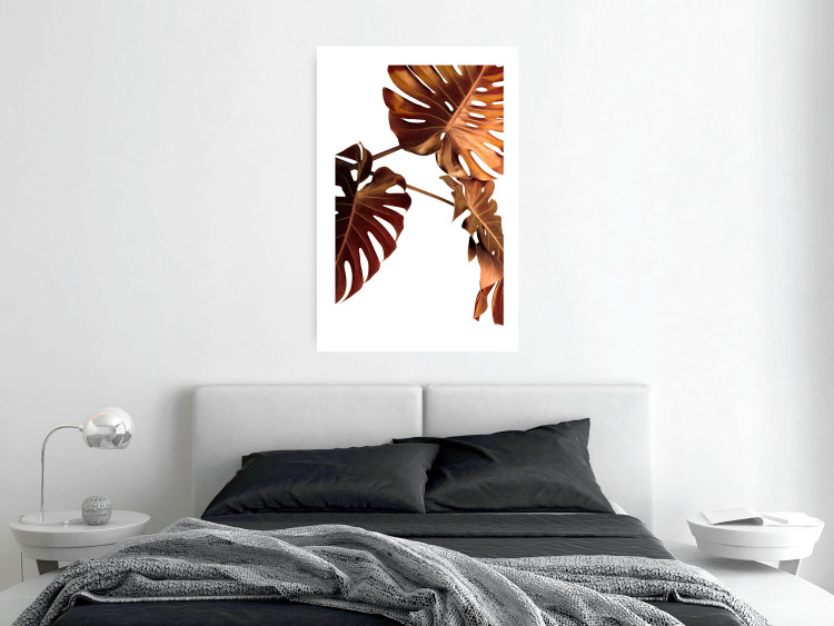 Poster Golden Garden - tropical leaves in copper hue on white background 123770 additionalImage 2