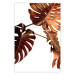 Poster Golden Garden - tropical leaves in copper hue on white background 123770