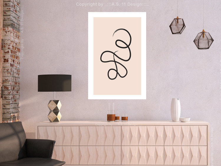 Wall Poster Loop of Thoughts - abstract line art of a twisted line on a pastel background 125670 additionalImage 2