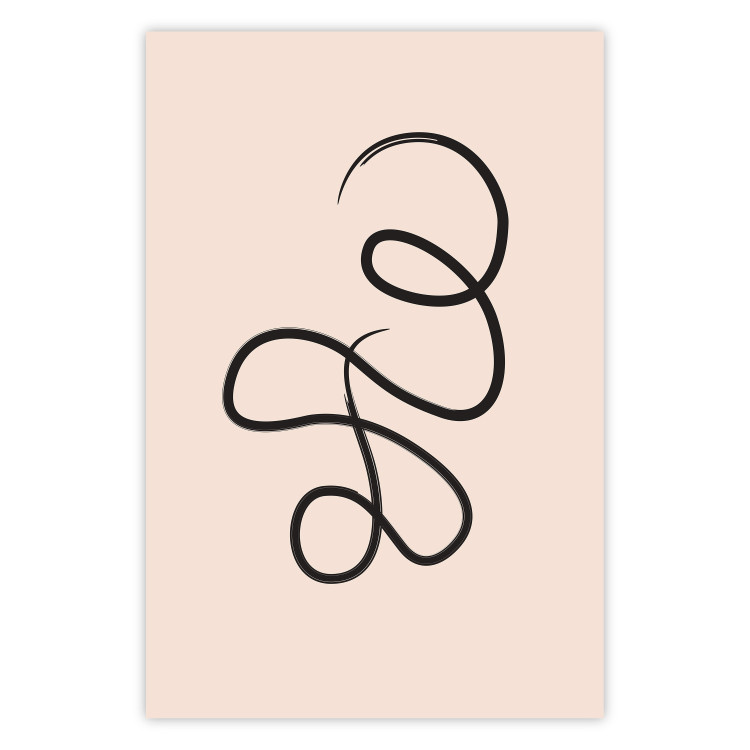 Wall Poster Loop of Thoughts - abstract line art of a twisted line on a pastel background 125670