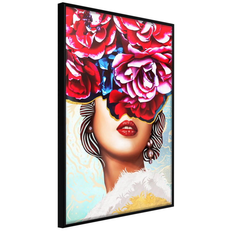 Wall Poster Sweet Lips - abstract portrait of woman with flowers on light background 127870 additionalImage 11