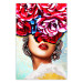 Wall Poster Sweet Lips - abstract portrait of woman with flowers on light background 127870