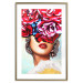 Wall Poster Sweet Lips - abstract portrait of woman with flowers on light background 127870 additionalThumb 18