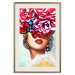 Wall Poster Sweet Lips - abstract portrait of woman with flowers on light background 127870 additionalThumb 27