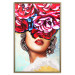 Wall Poster Sweet Lips - abstract portrait of woman with flowers on light background 127870 additionalThumb 15