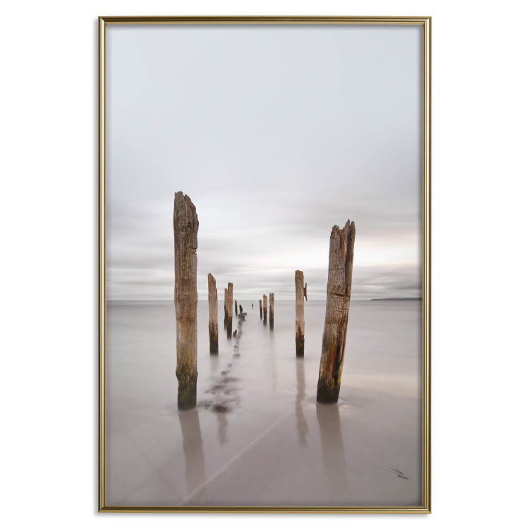 Wall Poster Illusory Calm - seascape with wooden posts against the sky 130270 additionalImage 17