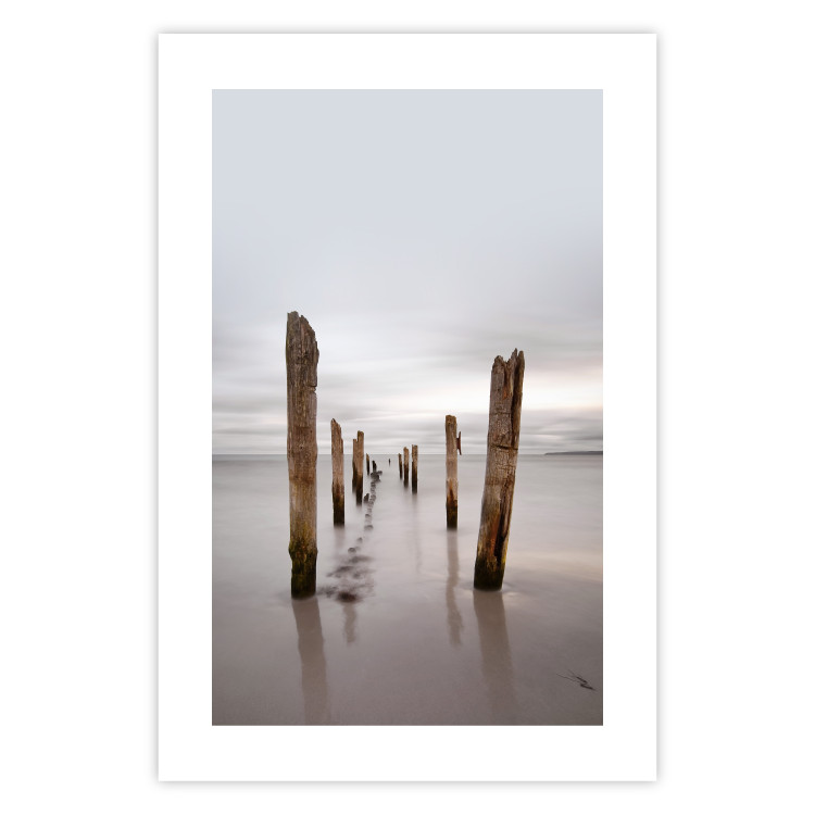 Wall Poster Illusory Calm - seascape with wooden posts against the sky 130270 additionalImage 19