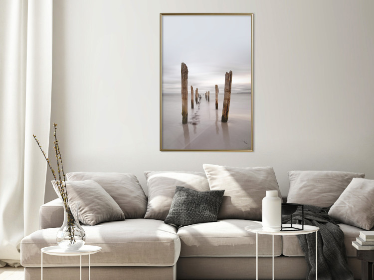 Wall Poster Illusory Calm - seascape with wooden posts against the sky 130270 additionalImage 5