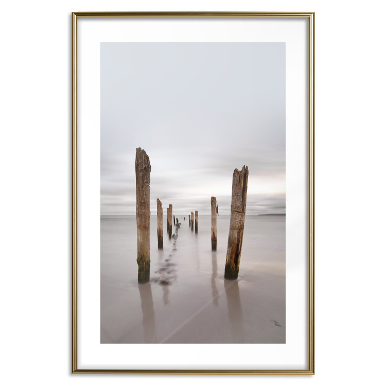 Wall Poster Illusory Calm - seascape with wooden posts against the sky 130270 additionalImage 14