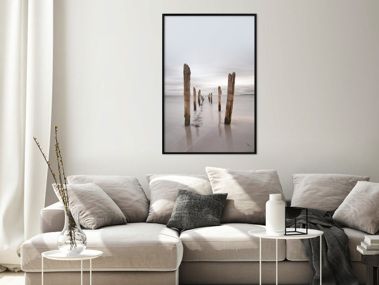 Wall Poster Illusory Calm - seascape with wooden posts against the sky 130270 additionalImage 4