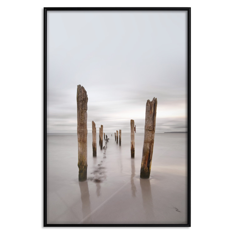Wall Poster Illusory Calm - seascape with wooden posts against the sky 130270 additionalImage 16