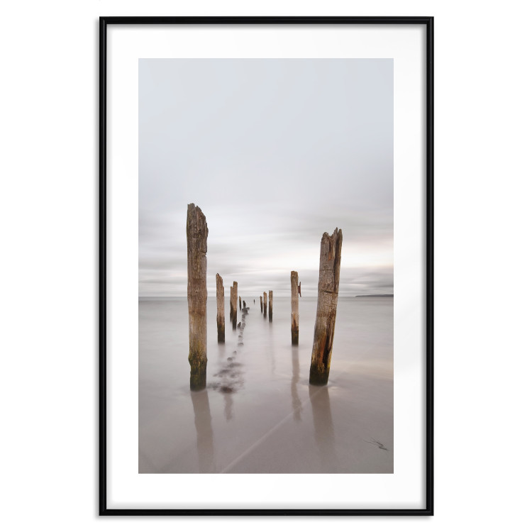 Wall Poster Illusory Calm - seascape with wooden posts against the sky 130270 additionalImage 15