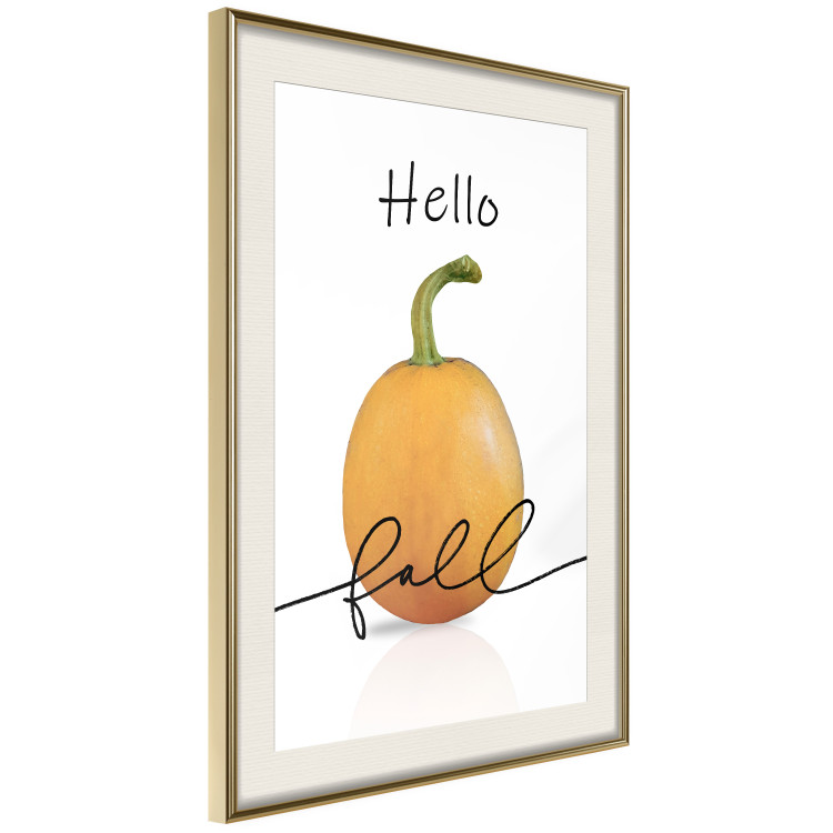 Poster Hello Fall - orange pumpkin and English text on a white background 131770 additionalImage 4