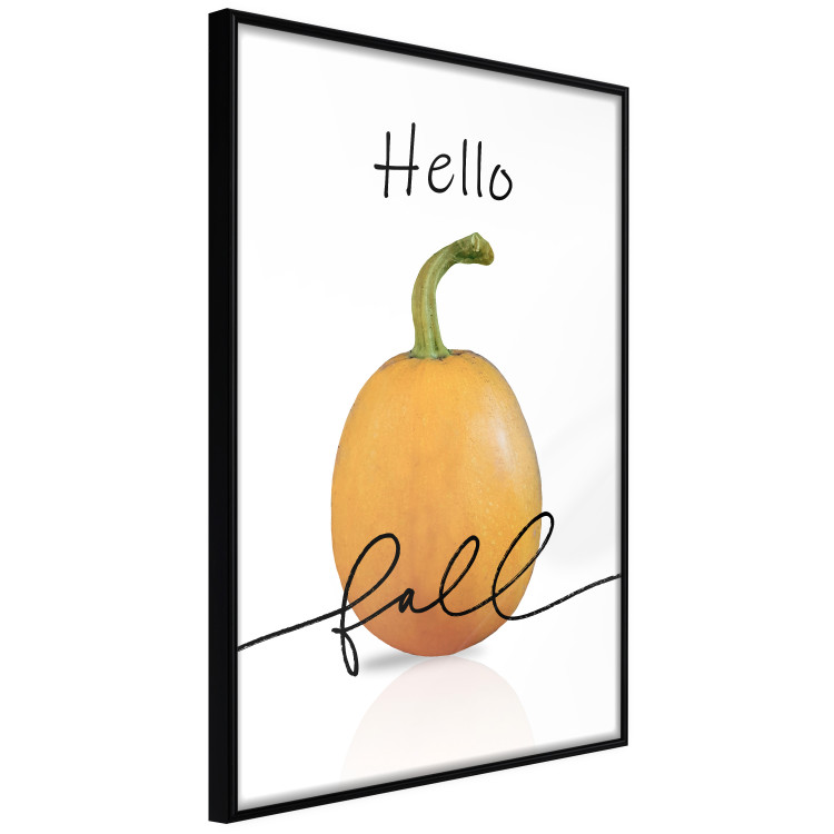 Poster Hello Fall - orange pumpkin and English text on a white background 131770 additionalImage 2