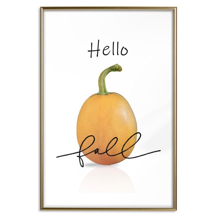 Poster Hello Fall - orange pumpkin and English text on a white background 131770 additionalImage 14