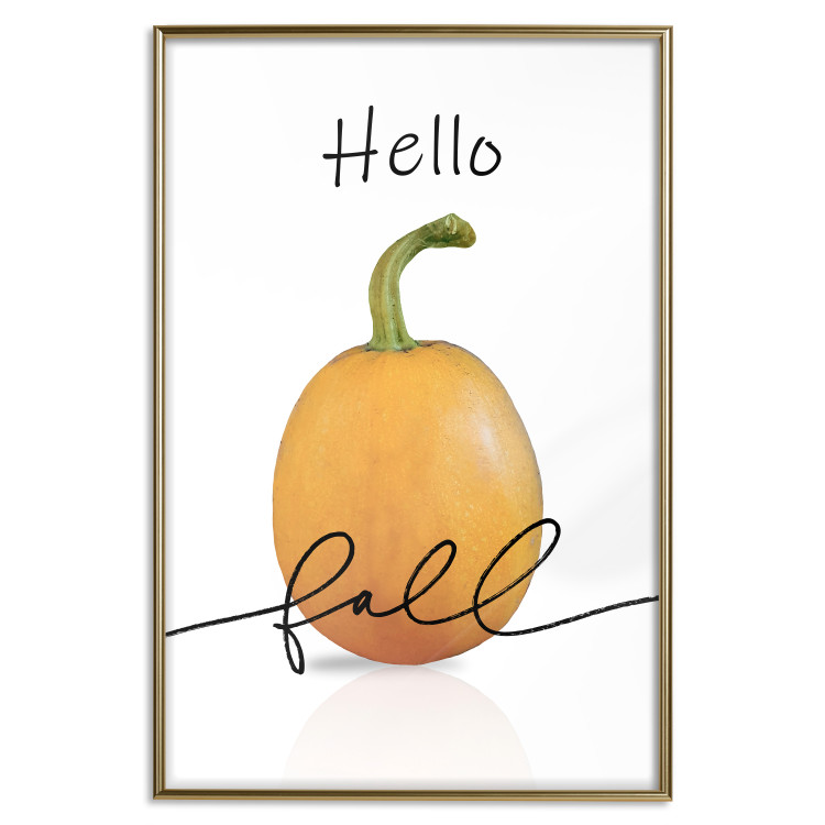 Poster Hello Fall - orange pumpkin and English text on a white background 131770 additionalImage 17
