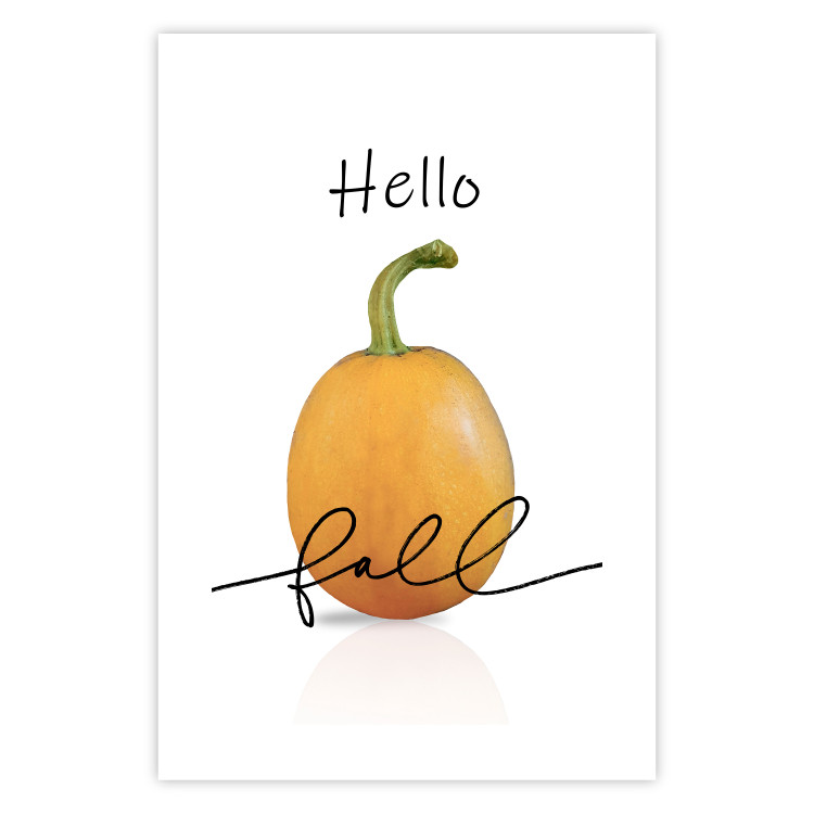 Poster Hello Fall - orange pumpkin and English text on a white background 131770 additionalImage 19