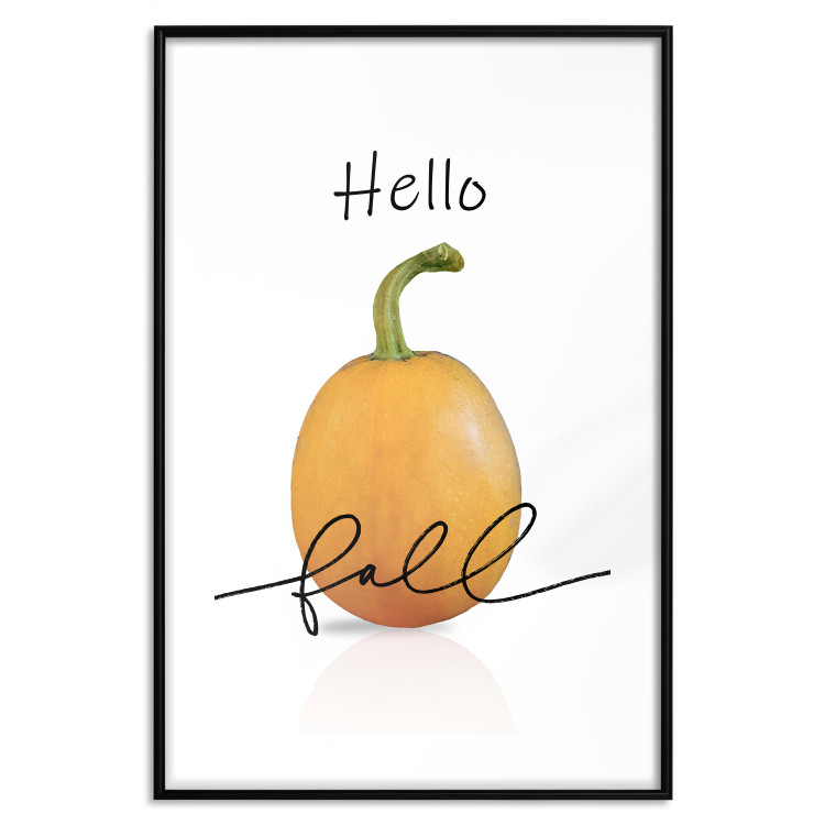 Poster Hello Fall - orange pumpkin and English text on a white background 131770 additionalImage 15