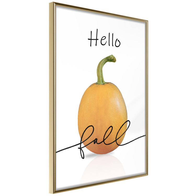 Poster Hello Fall - orange pumpkin and English text on a white background 131770 additionalImage 4
