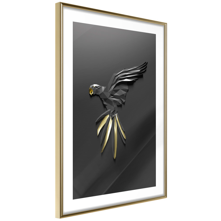 Poster Black Parrot - abstract figure resembling a bird with golden details 132270 additionalImage 7